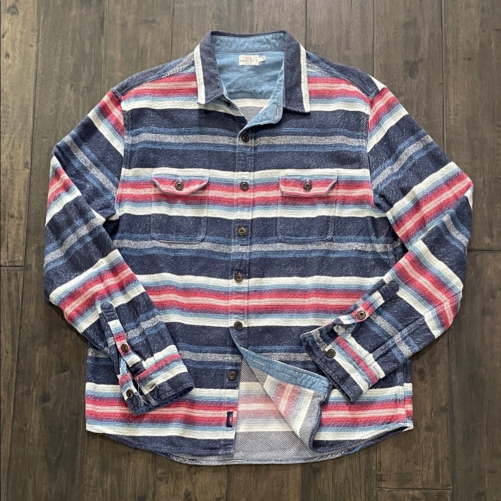 Faherty Durango CPO Shirt Men’s XL Striped Button Down Casual Overshirt